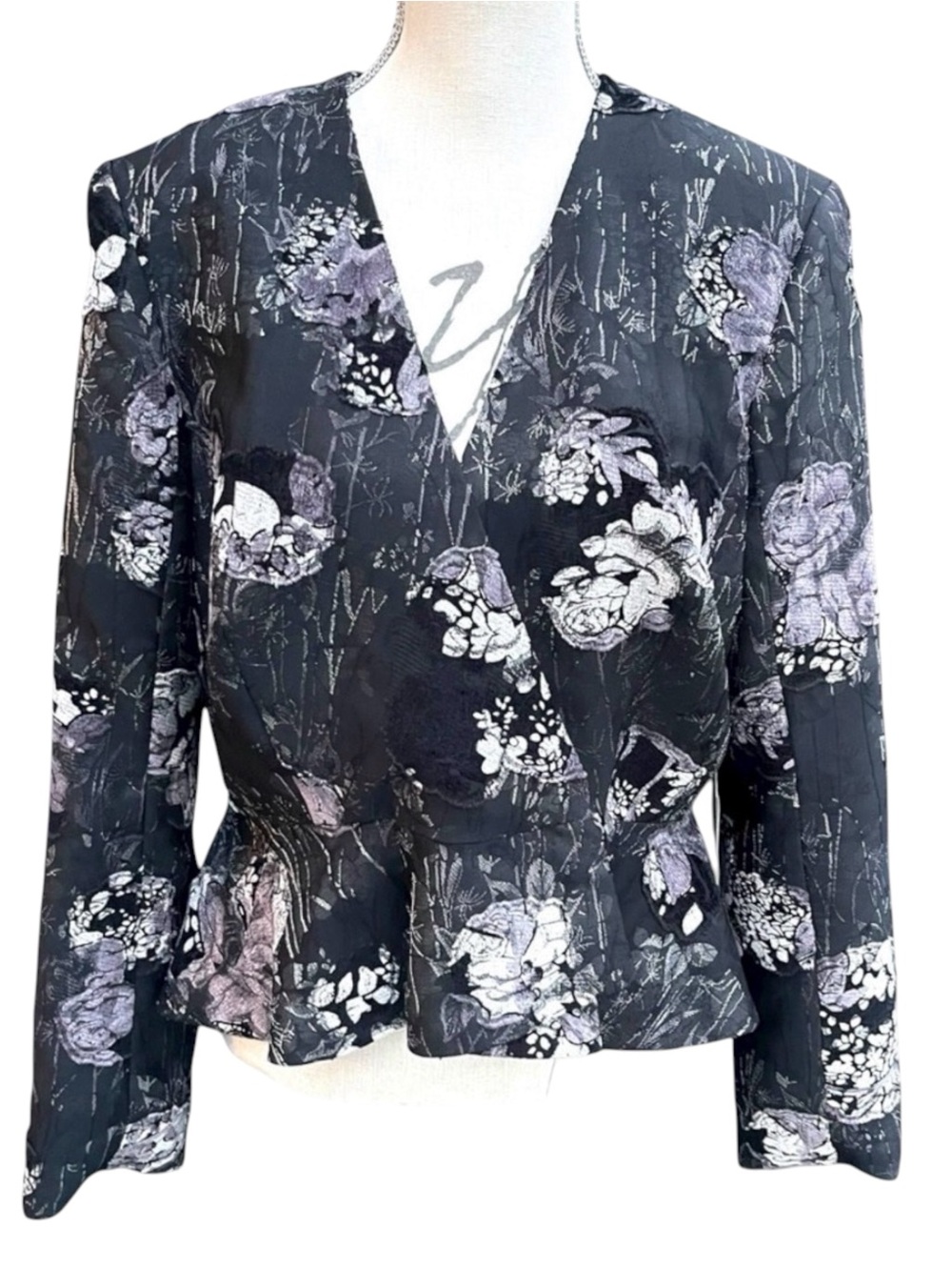 NWT Colure (Vancouver) Black/Purple/White Textured Peplum Blazer Jacket (16)